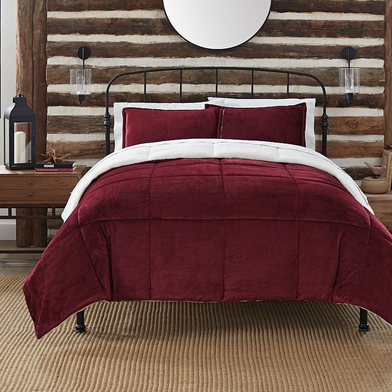 Serta Cozy Plush 3-Piece Comforter Set with Shams, Red, Twin