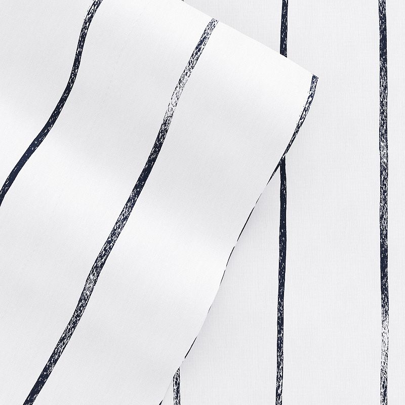 Noble Linens 4 Piece Pattern Microfiber Bed Sheets Set  Navy Distressed Field Stripe  CalKing