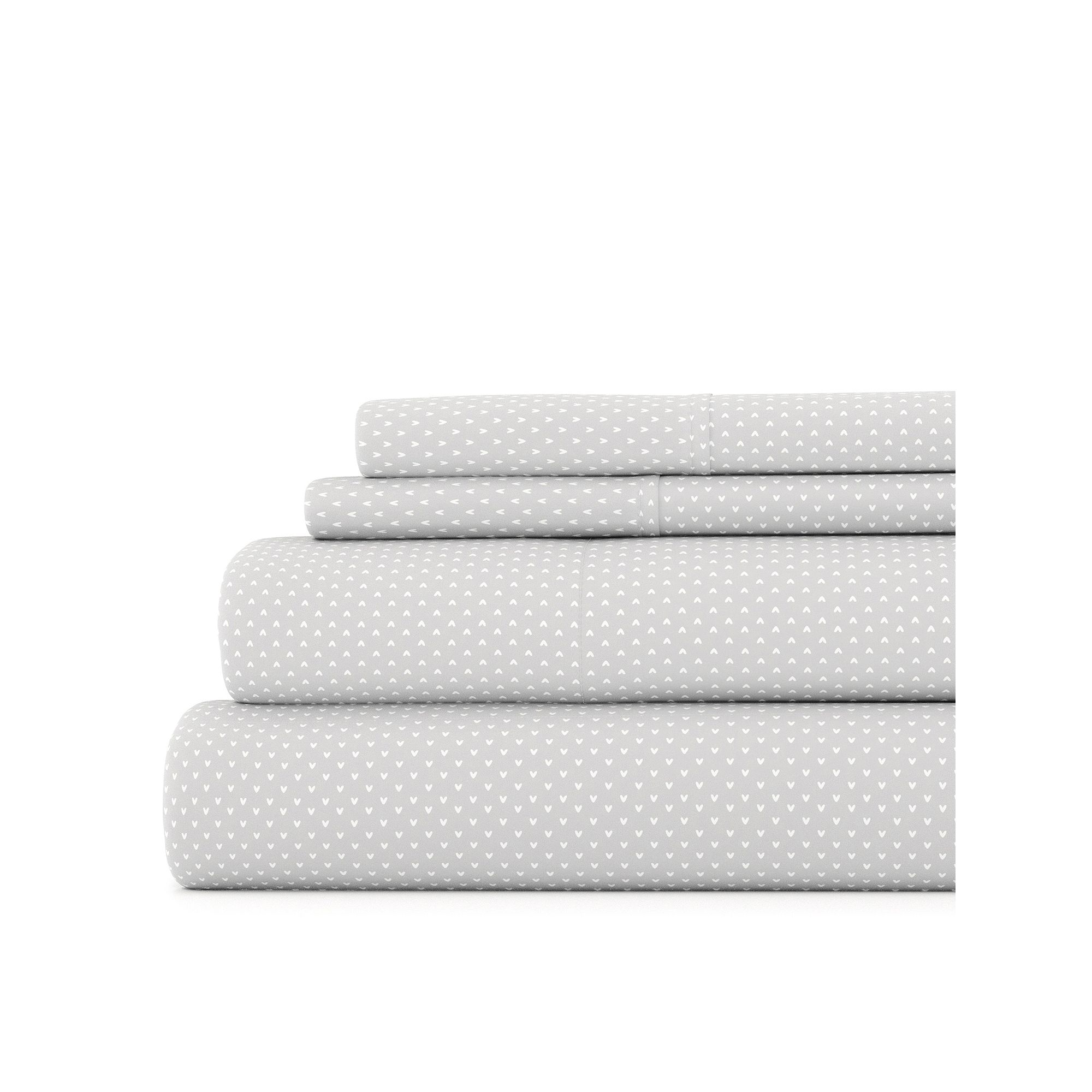 Home Collection Dots Pattern Sheet Set, Gray Hearts