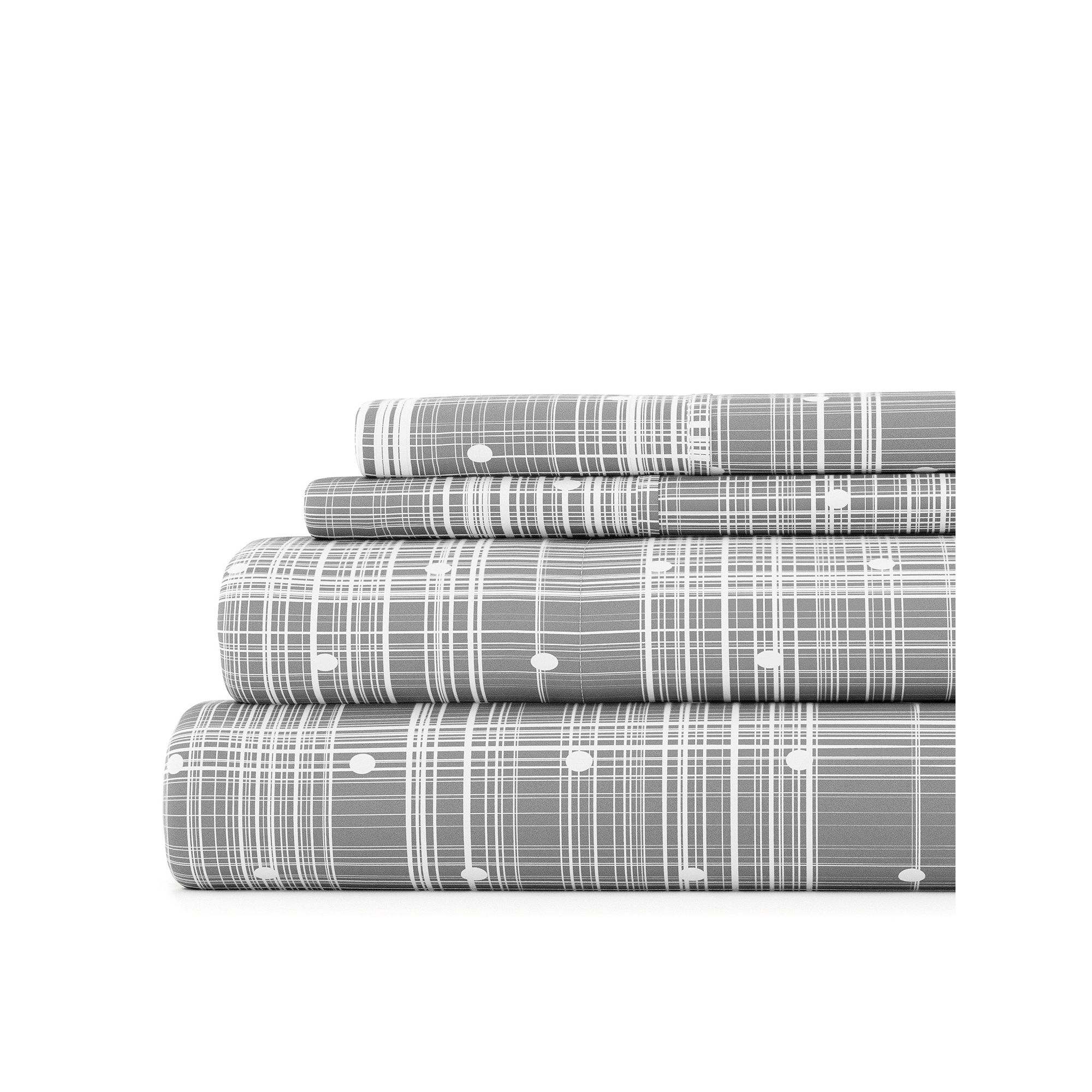 Home Collection Dots Pattern Sheet Set, Gray Polka Dot