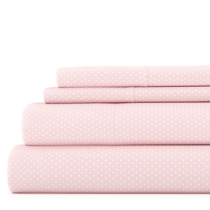Home Collection Dots Pattern Sheet Set, Pink Hearts