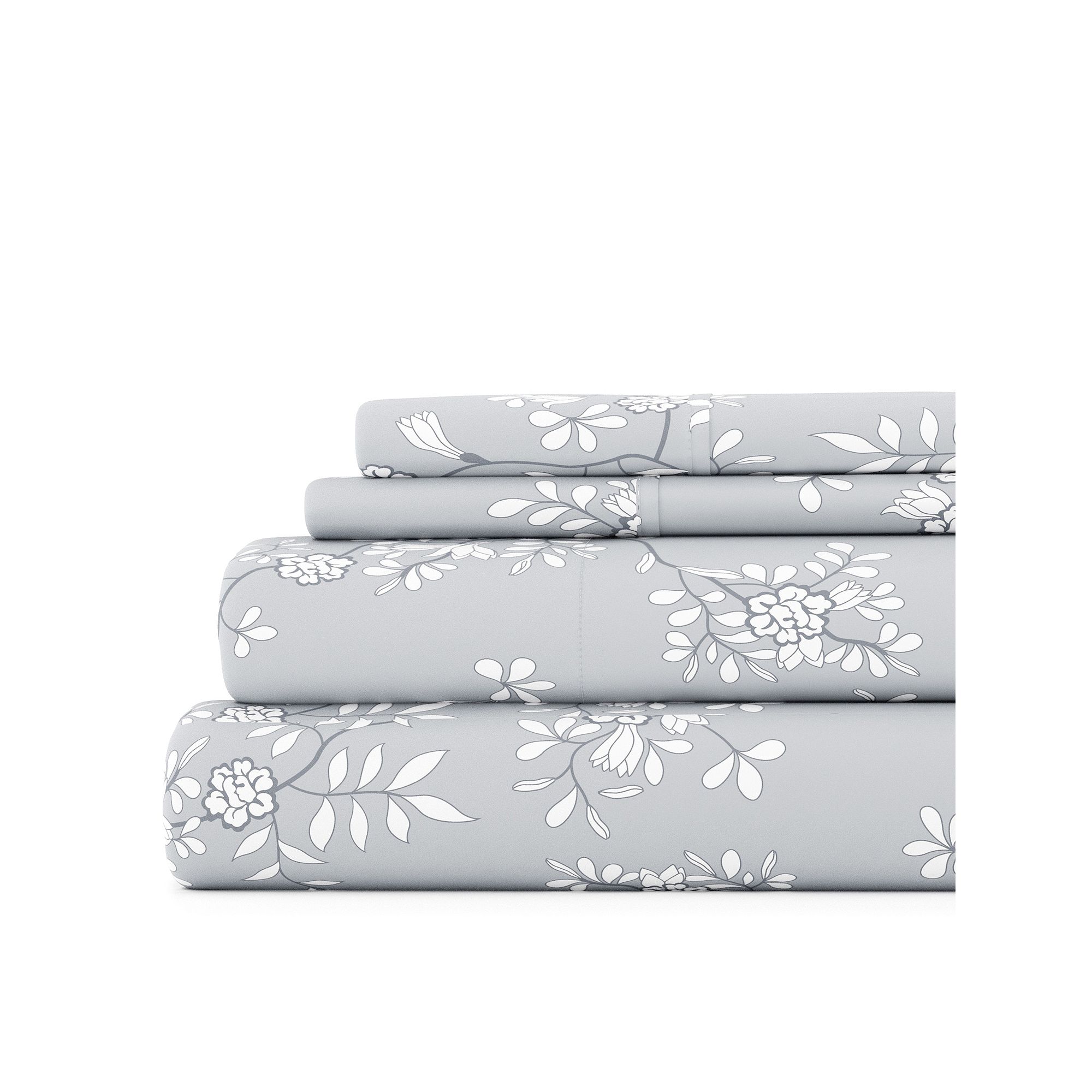 Home Collection Floral Sheet Set, Gray Trellis