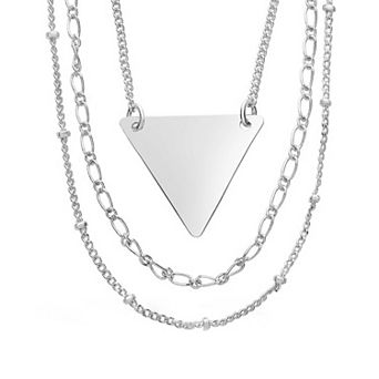 MC Collective Triple Chain Layered Triangle Necklace