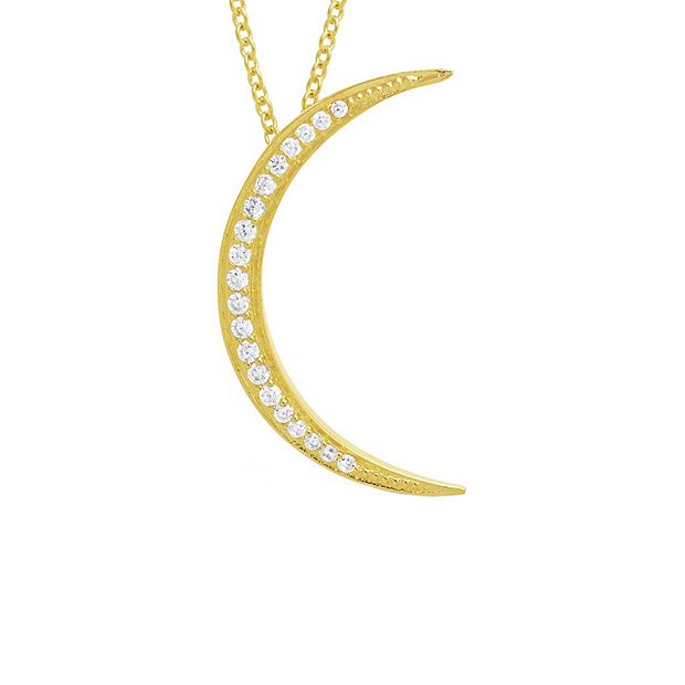 MC Collective Cubic Zirconia Crescent Moon Necklace