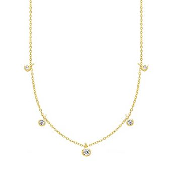 MC Collective Cubic Zirconia Dangling Bezel Charm Necklace