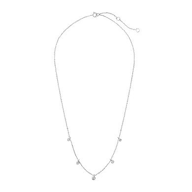 Cubic Zirconia Dangling Bezel Charm Necklace