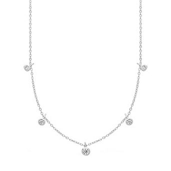MC Collective Cubic Zirconia Dangling Bezel Charm Necklace