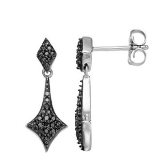 Sterling Silver 1/10 Carat T.W. Black Diamond Dangle Earrings