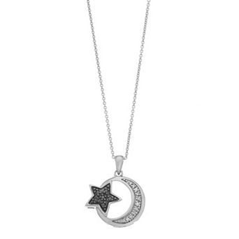 Sterling Silver 1/10 Carat T.W. Black & White Diamond Star Pendant Necklace