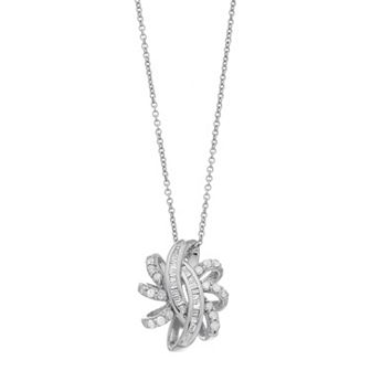 Sterling Silver 1/4 Carat T.W. Diamond Swirl Knot Pendant Necklace