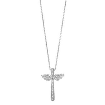 Sterling Silver 1/10 Carat T.W. Diamond Cross Pendant Necklace