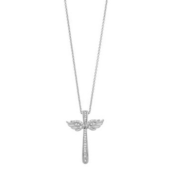 Sterling Silver 1/10 Carat T.W. Diamond Cross Pendant Necklace