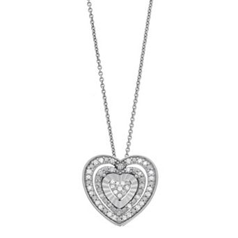 Sterling Silver 1/5 Carat T.W. Diamond Heart Pendant Necklace