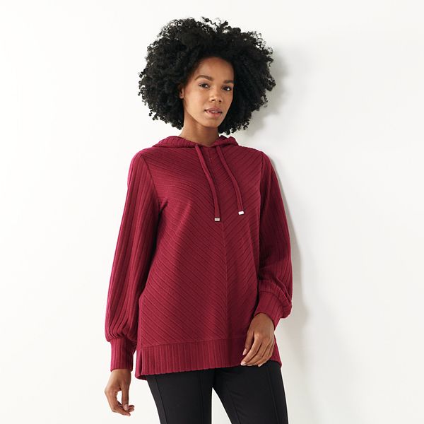 women's nine west knit tunic hoodie