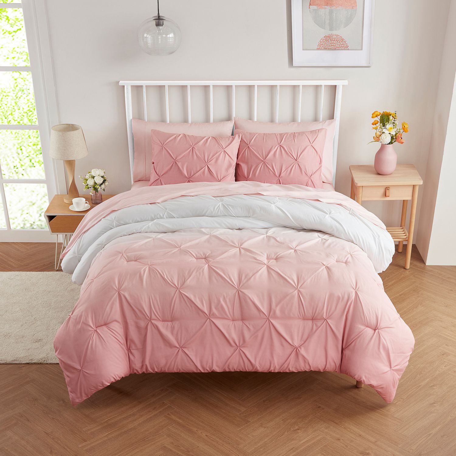 Sweet Home Collection Loralie Ombre Pintuck Comforter Set