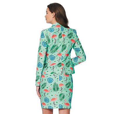 Women's Suitmeister Tropical Flamingo Jacket & Skirt Suit Set