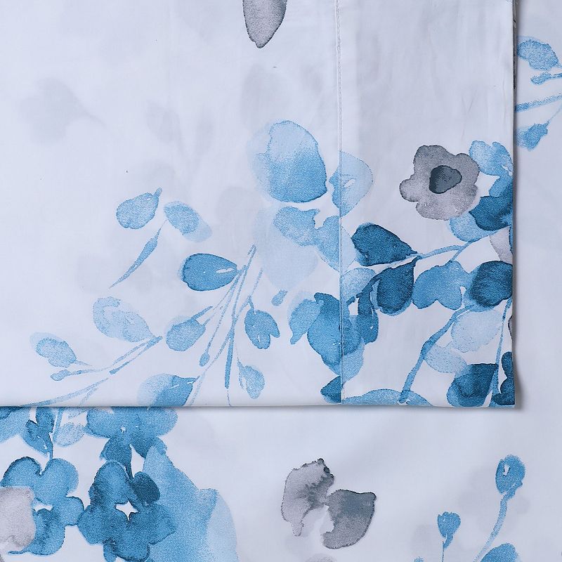 Azores Home Organic Cotton Deep Pocket Sheet Set, Blue Gray, Queen Set