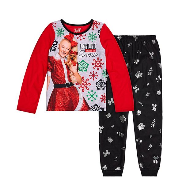 Girls 4 10 JoJo Siwa Christmas Dancing Snow Top and Bottoms Pajama Set