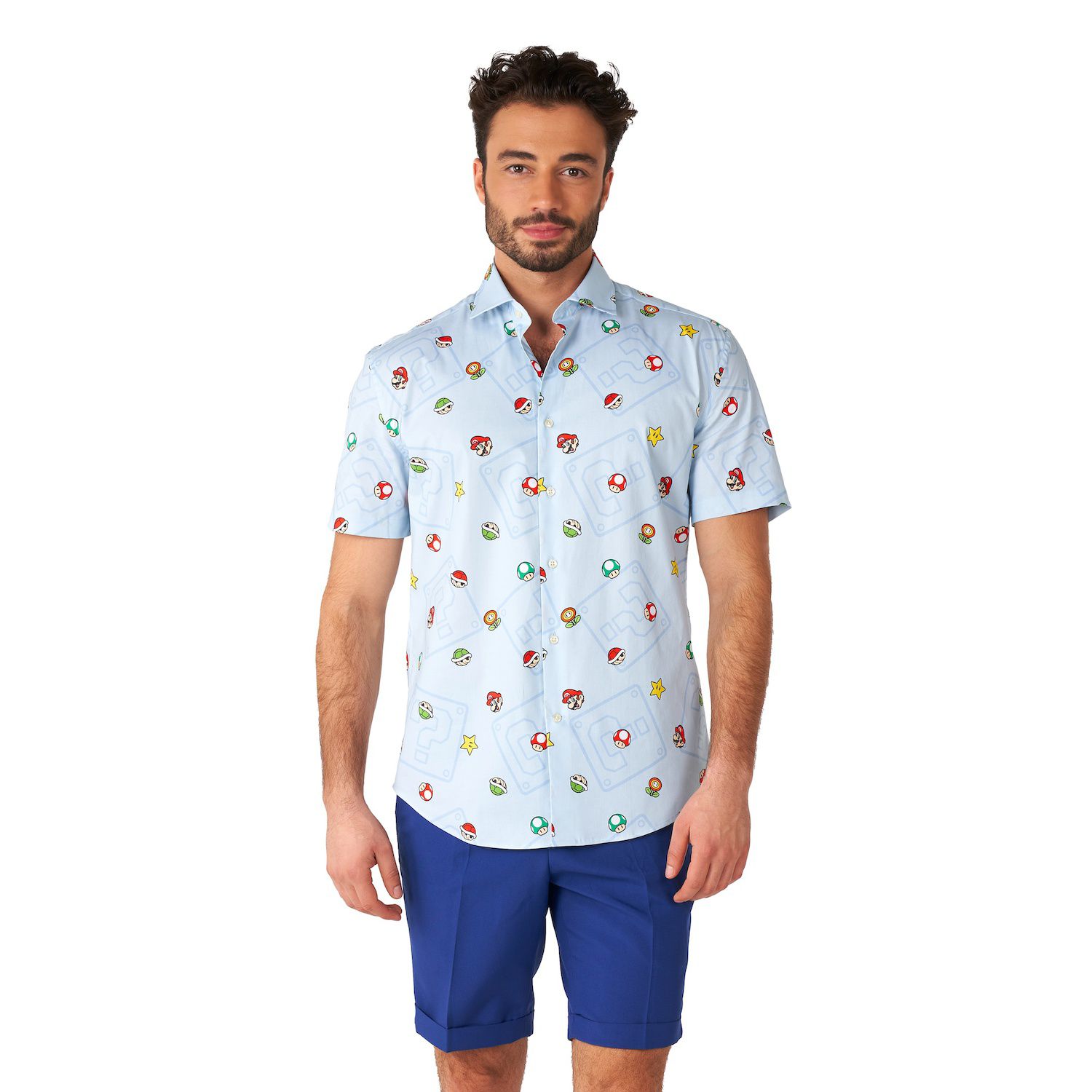 super mario button up shirt