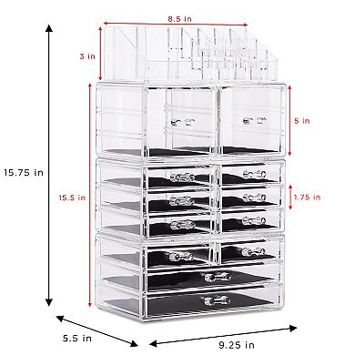 Sorbus Makeup and Jewelry Interchangeable Plastic Storage Set