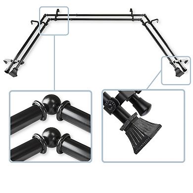 Rod Desyne Trumpet 13/16" Bay Window Double Curtain Rod