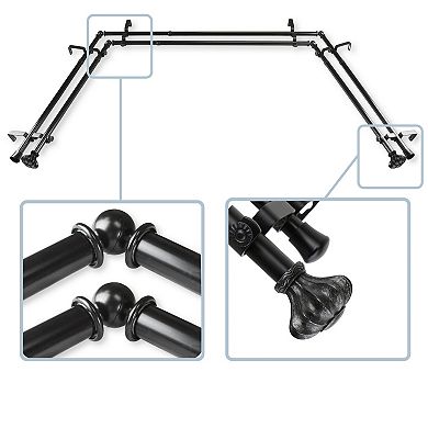 Rod Desyne Flair 13/16" Bay Window Double Curtain Rod