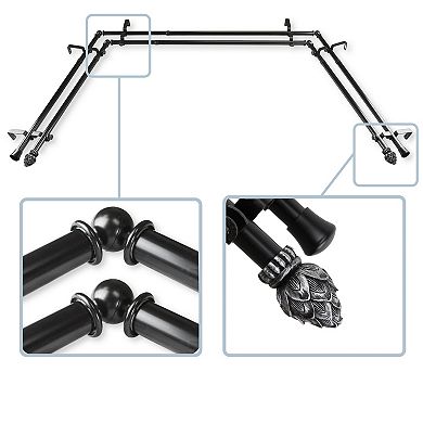 Rod Desyne Bud 13/16" Bay Window Double Curtain Rod
