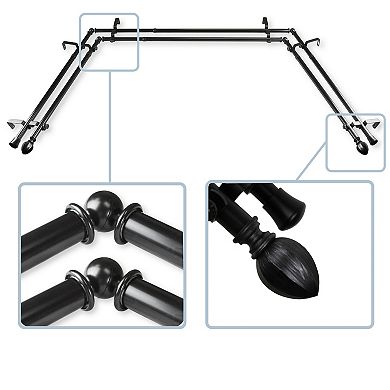 Rod Desyne Garnet 13/16" Bay Window Double Curtain Rod