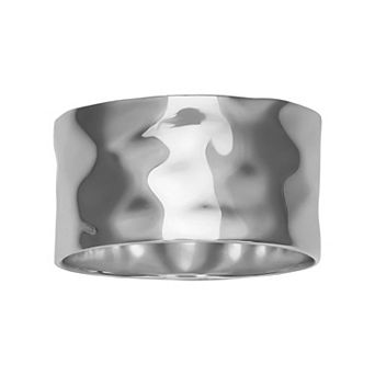 PRIMROSE Sterling Silver Polished Hammered Band Ring