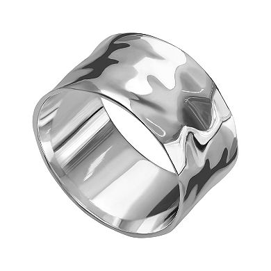 PRIMROSE Sterling Silver Polished Hammered Band Ring