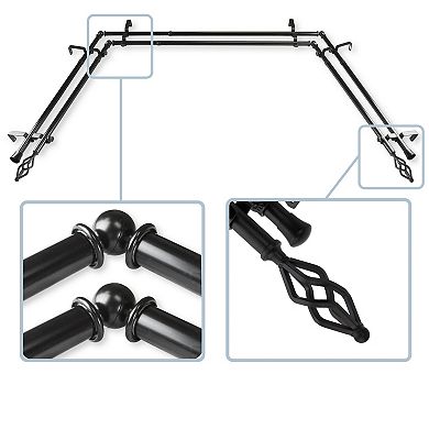 Rod Desyne Marquise 13/16" Bay Window Double Curtain Rod