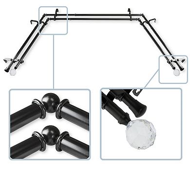 Rod Desyne Faceted 13/16" Bay Window Double Curtain Rod