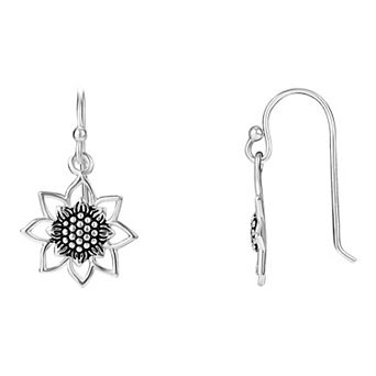 PRIMROSE Sterling Silver Sunflower Drop Earrings