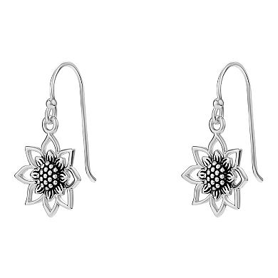 PRIMROSE Sterling Silver Sunflower Drop Earrings