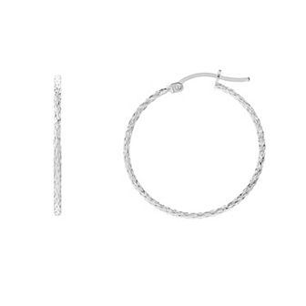 PRIMROSE Sterling Silver Textured Hoop Earrings