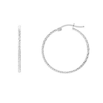 PRIMROSE Sterling Silver Textured Hoop Earrings