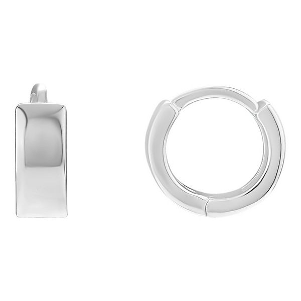 PRIMROSE Sterling Silver Polished Huggie Hoop Earrings - Sterling Silver