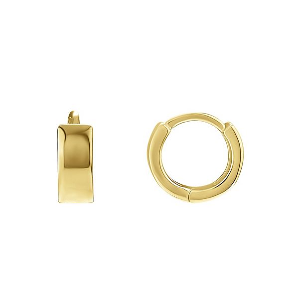 PRIMROSE Sterling Silver Polished Huggie Hoop Earrings - Gold Tone