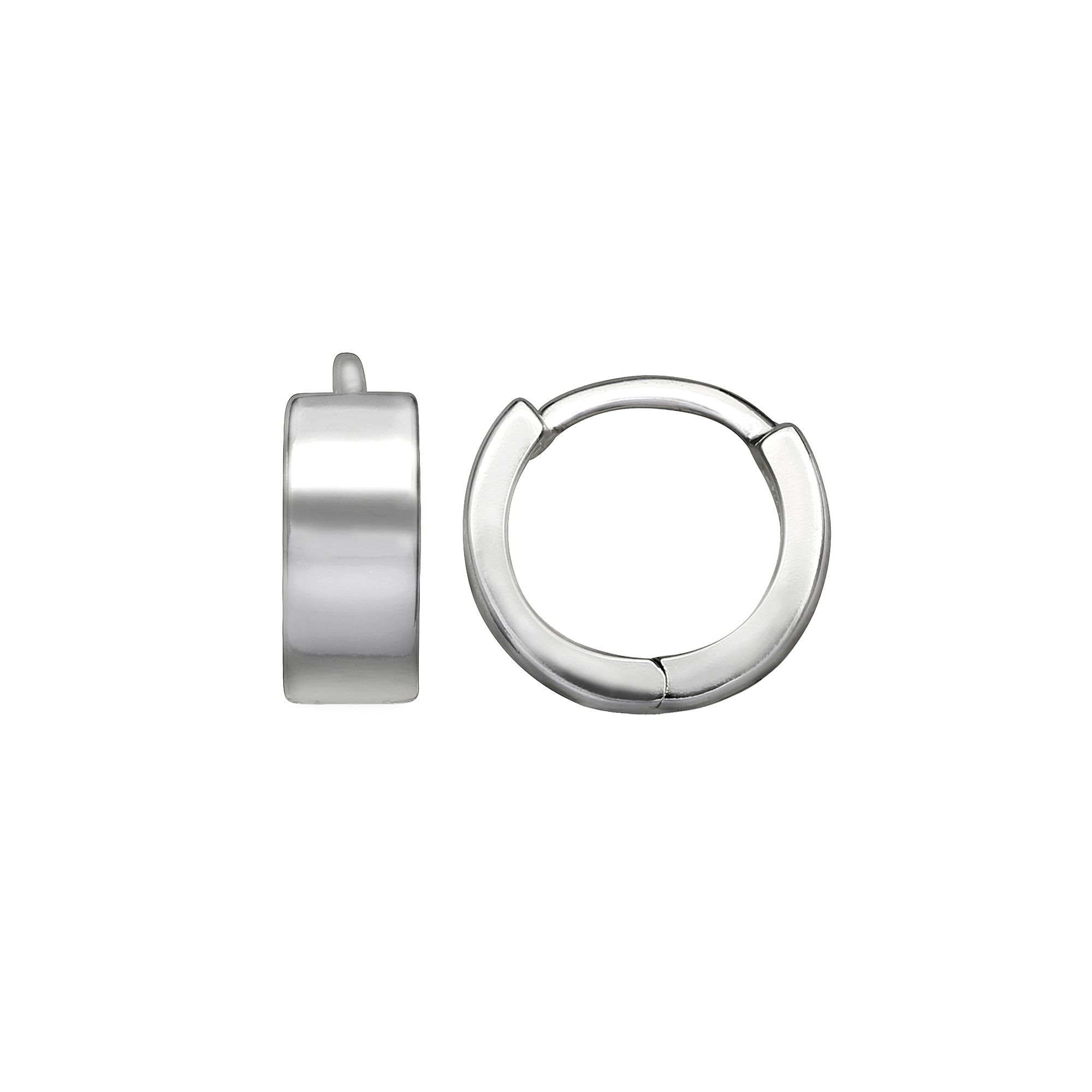 PRIMROSE Sterling Silver Polished Huggie Hoop Earrings, Womens, Size: 10MM