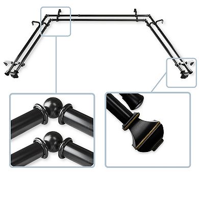 Rod Desyne Marion 13/16" Bay Window Double Curtain Rod