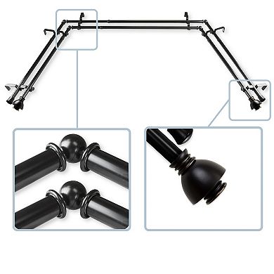 Rod Desyne Alma 13/16" Bay Window Double Curtain Rod