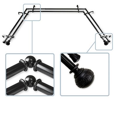 Rod Desyne Naomi 13/16" Bay Window Double Curtain Rod