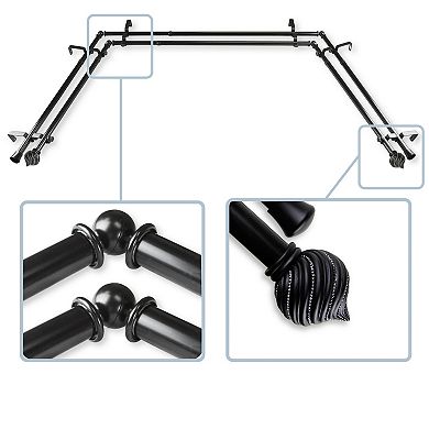 Rod Desyne Bisque 13/16" Bay Window Double Curtain Rod