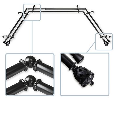 Rod Desyne Arielle 13/16" Bay Window Double Curtain Rod