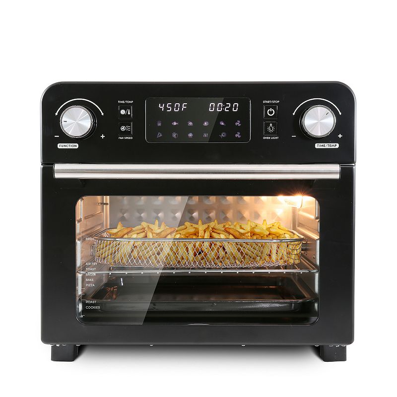 Elite Gourmet 24.5Qt. Air Fryer Convection Oven with Programmable Timer & Temperature, Xl Capacity, 12" Pizza