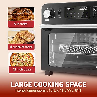 23L Air Fryer Convection Oven with Programmable Timer & Temperature, XL Capacity, 12 inch Pizza