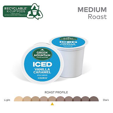 Green Mountain Coffee Roasters ICED Vanilla Caramel, Single Serve Keurig K-Cup Pods, Flavored Iced Coffee, 24 Count