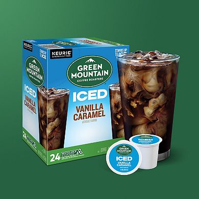 Green Mountain Coffee Roasters ICED Vanilla Caramel, Single Serve Keurig K-Cup Pods, Flavored Iced Coffee, 24 Count