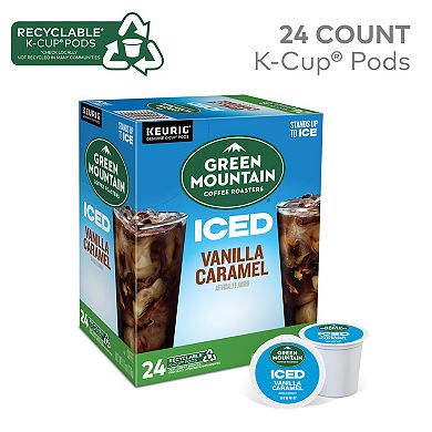 Green Mountain Coffee Roasters ICED Vanilla Caramel, Single Serve Keurig K-Cup Pods, Flavored Iced Coffee, 24 Count