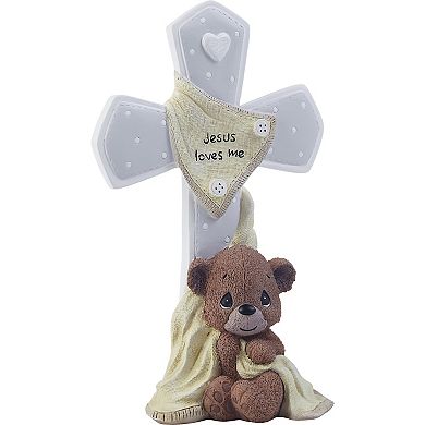 Precious Moments Jesus Loves Me Bear Cross Table Decor